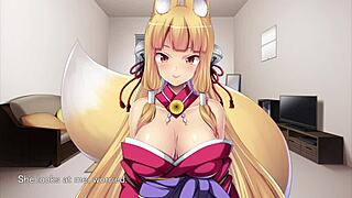 Fox girl engages in self-pleasure in hentai game episode 3