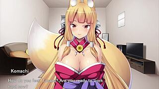 Fox girl engages in self-pleasure in hentai game episode 3