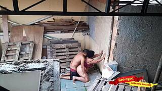 Latina amateur pornstar with natural tits gets anal assfucking and tit play in outdoor terrace sex with her sister-in-law