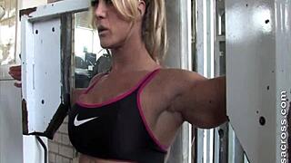 indian mommy bodybuilder masturbates to orgasm in the gym