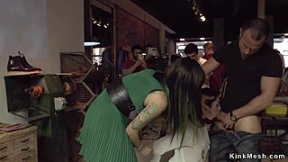 Brunette Bound for Double Penetration in Public Scene