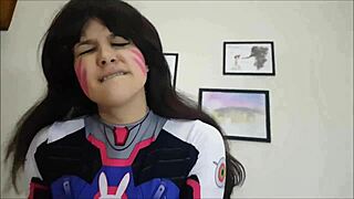 D.Va from Overwatch enjoys a special intimate moment with Gweenblack
