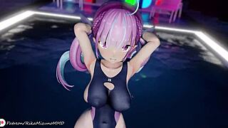 Minato Aqua and Yozora Mel in R-18 MMD Virtual Dance