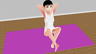 In this anime, the girl tries STRETCH YOGA for exercise