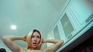 Teen cosplay slut helps with the chores in her costume