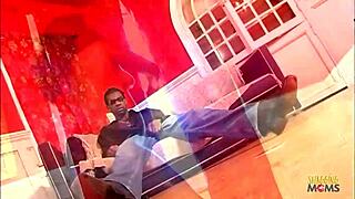 brunette babe strips and dances to turn on black guy then sucks his big cock and fucks him