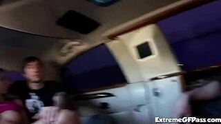 Lisa Sparkle Rides Cock In Car Threeway