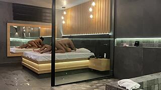 Brunette rides to orgasm on big natural tits