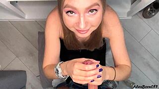 Amelie Dubon Gives Intense Handjob Leading to Cumshot