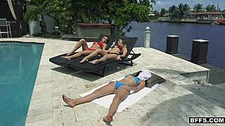 Intense rough sex at public party during summer.