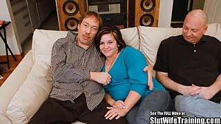 Married and overweight woman satisfies two horny men