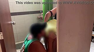 i got fucked in the bathroom with big ass almost caught us cumshot close up