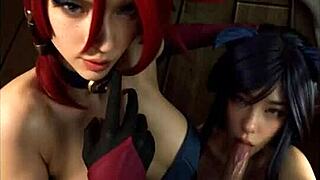 Intriguing cosplay of Miss Fortune and Ahri in League of Legends style