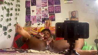 I played alone with my pussy, fingering and using dildo while looking in the mirror, oh god