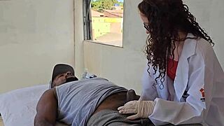 I exploded with lust fingering my sexy milf client's tiny cock