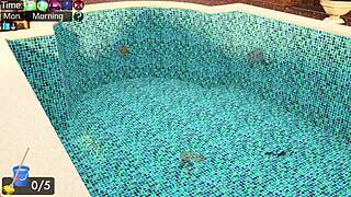 Teacher milf swallows huge cum in gameplay