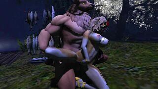 i can't sleep, so i'm riding my furry partner bent over in the forest.