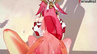 Yae Miko Shows Ahegao Face in Genshin Impact Fantasy