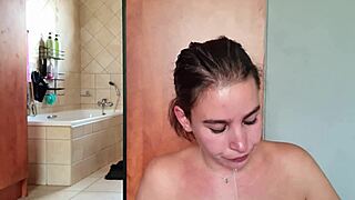 Gathering saliva as i repeatedly fuck my throat with a double ended dildo saliva fetish