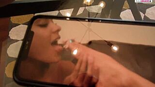 Jasmine Rouge delivers the perfect foot job with big cock and cum facial.