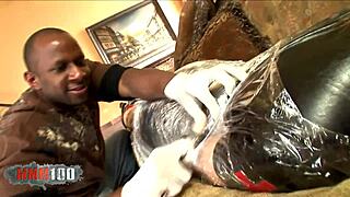 A white bitch gets tied up and fucked hard