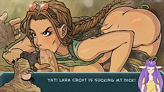 i give lara croft a blowjob with big tits and cumshot.