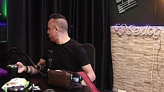 In the dogging kit, Freddy the king reveals what's inside, but without a condom, he goes non-stop in sheer red lingerie.