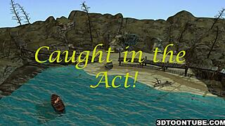 Foxy 3D lesbian babe licked on a boat