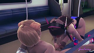 Overwatch Yaoi Femboy D.Va Handjob and Blowjob