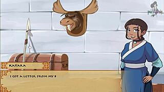 Avatar hentai trainer roughs up big tits brunette in sex scene