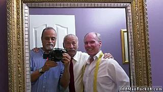 Old man impresses young Bi and Ivy with gigantic tits and ass in hairless shaved action.