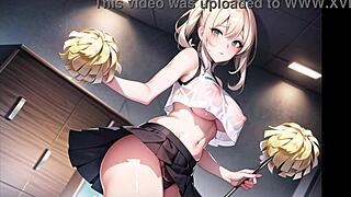Hot Anime Cheerleader Masturbates Publicly