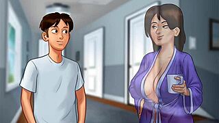 Beautiful anime, hot scene with a big cock and a curvy body