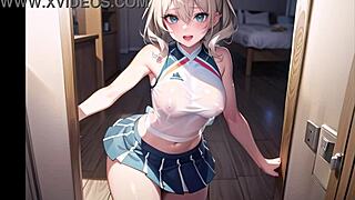 Hot Anime Cheerleader Masturbates Publicly