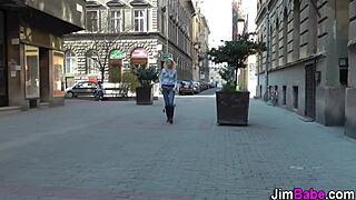 Blonde European in stockings sucks hard in POV handjob scene