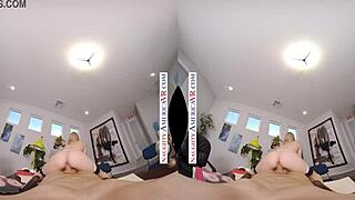 Abby Adams in stockings fucks you POV in the office, leading to handjob and cum.