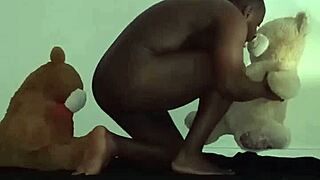 Furry threesome with brown and white toy bears