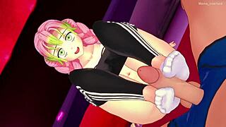 Mitsuri Kanroji has fun giving handjobs in sporty outfit hentai