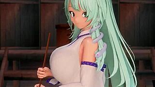 Bold Cute Hentai Sanae Gives Big Tits Paizuri And Creampie In 3D Anime Cartoon