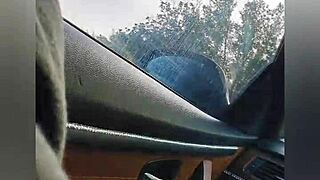 sexy milf almost caught giving head to big black cock in parking lot.