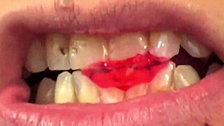 fifi foxx's mouth vore with gummy bears up close