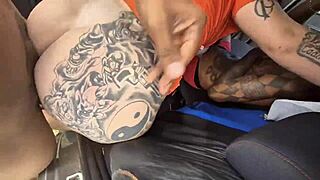 I threw a wild party in the car with my friend, called three horny guys to fuck our pussies bareback 😈