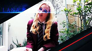 British red-haired teen wants to get cum on her boobs