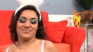 flaming hot brunette with big tits and pierced nipples slammed doggy style