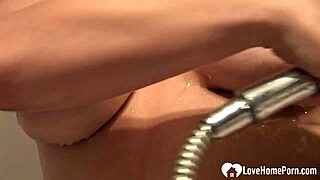So, this busty girlfriend is in the shower, masturbating all by herself, homemade style