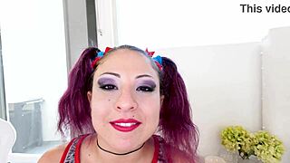 queen gia love in pigtails sucks huge cock pov and swallows cum