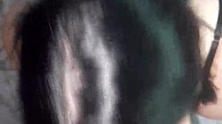 Amateur girl cums on monster cock during oral and handjob session