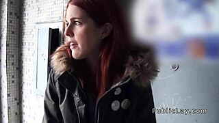 Latina Redhead Flashes Tits During Public Pickup