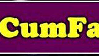 Bigtitted babe tugs out facial cumshot