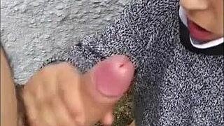 Hey, wanna see this hot blowjob in the risky public street?